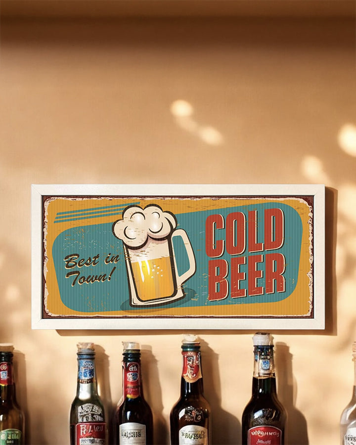 Framed Beer Wall Art Print - Cold Beer Best in Town Sign Additional 4