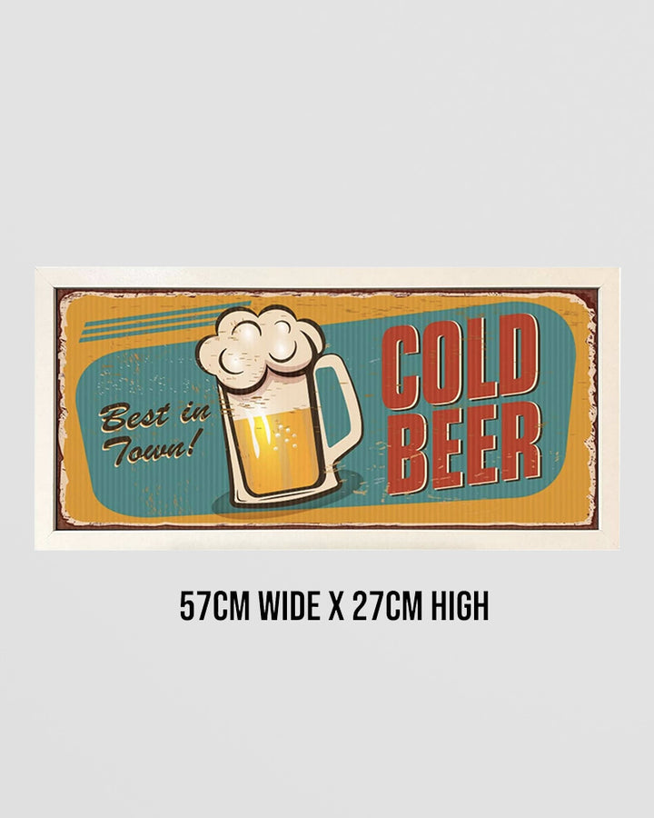 Framed Beer Wall Art Print - Cold Beer Best in Town Sign Additional 5