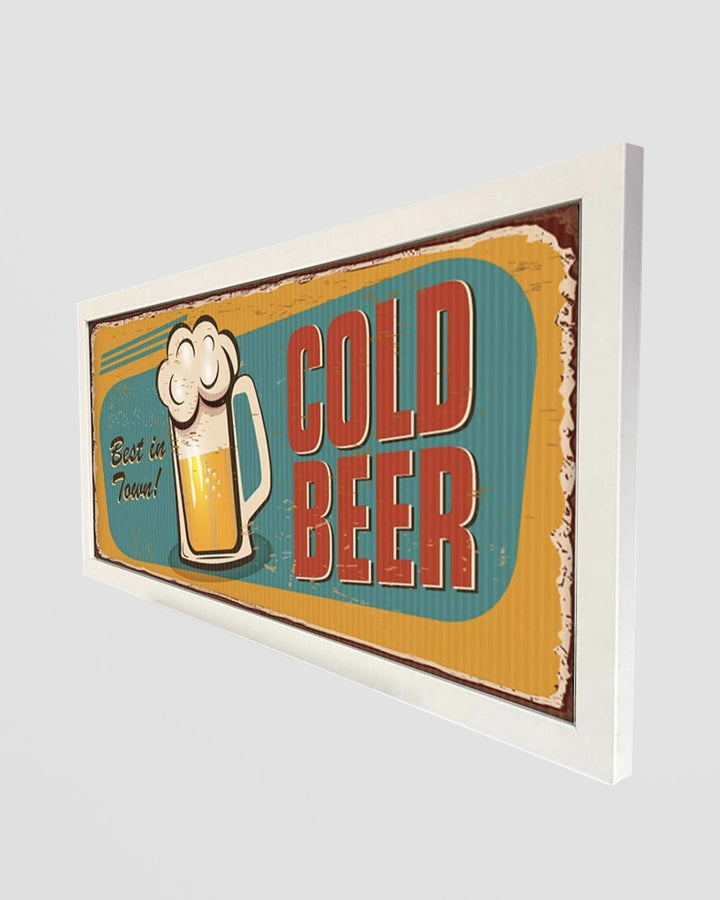 Framed Beer Wall Art Print - Cold Beer Best in Town Sign Additional 2