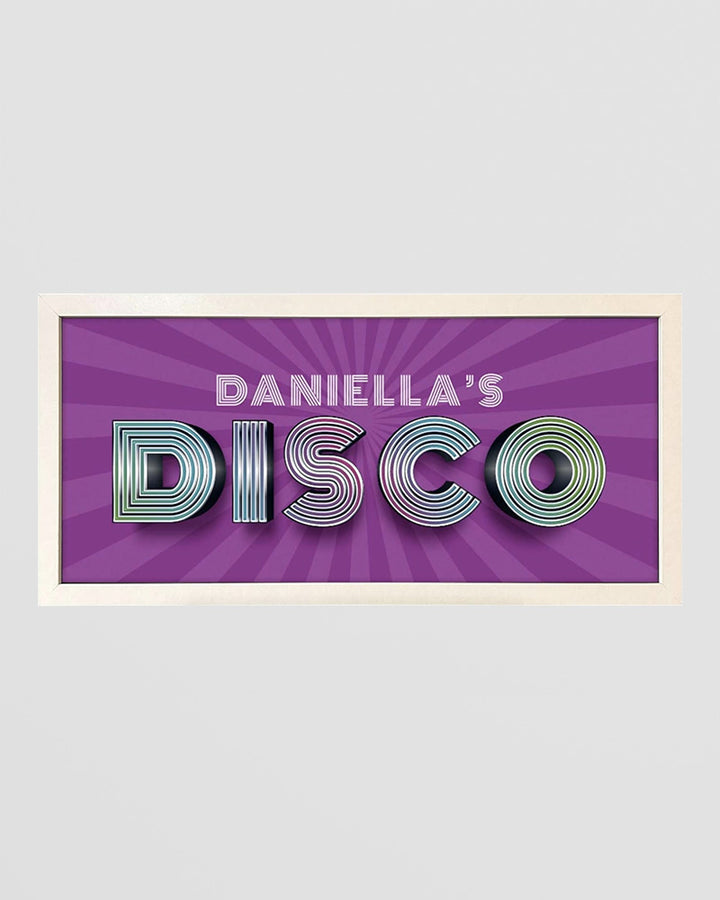Personalised Disco Wall Art Print. Framed Retro Sign for Home or Party Additional 1