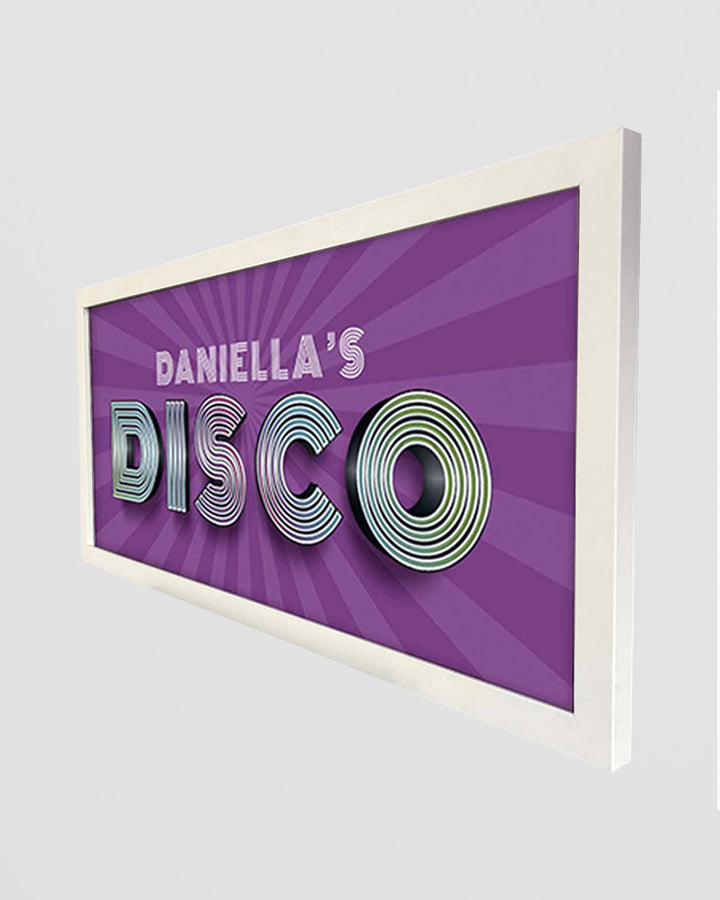 Personalised Disco Wall Art Print. Framed Retro Sign for Home or Party Additional 2