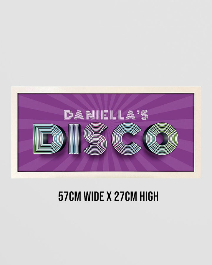 Personalised Disco Wall Art Print. Framed Retro Sign for Home or Party Additional 4