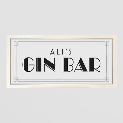 Personalised Gin Bar Wall Art Print. Custom Framed Boozy Decor