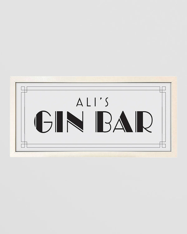 Personalised Gin Bar Wall Art Print. Custom Framed Boozy Decor