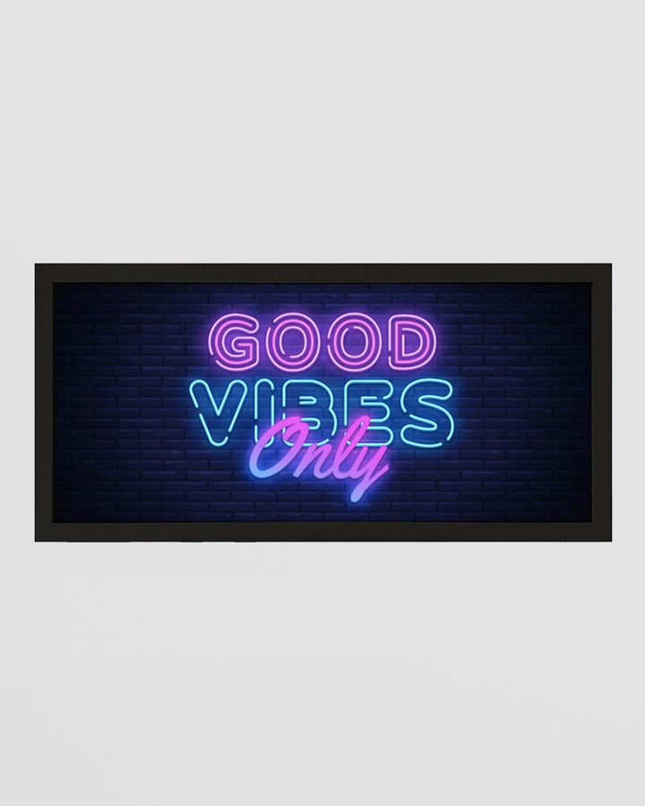 Framed Wall Art Print - Good Vibes Only in Retro Neon Pink Additional 1