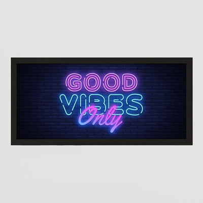 Framed Wall Art Print - Good Vibes Only in Retro Neon Pink