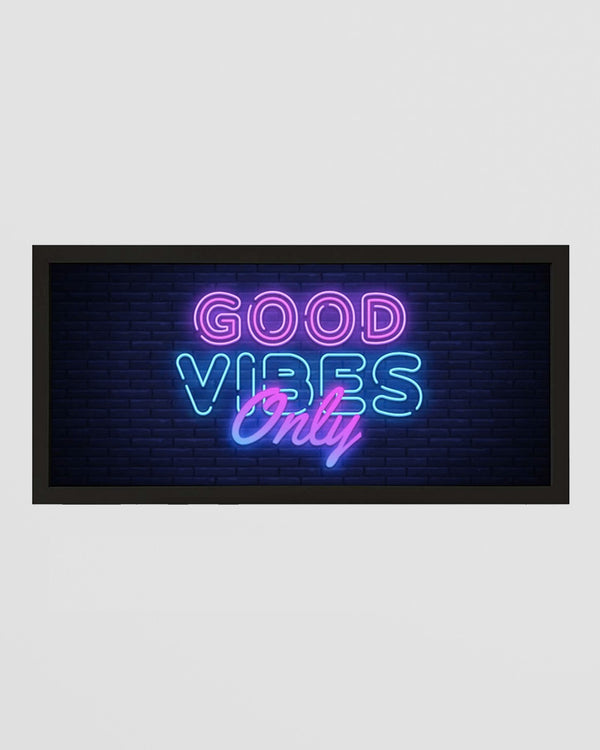 Framed Wall Art Print - Good Vibes Only in Retro Neon Pink