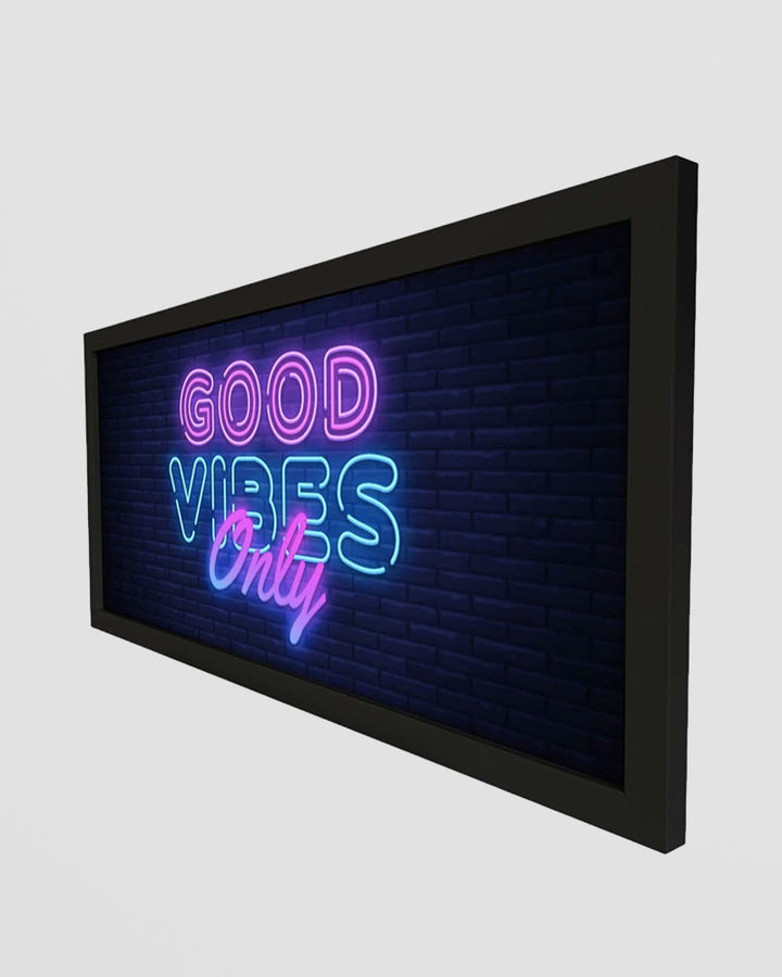 Framed Wall Art Print - Good Vibes Only in Retro Neon Pink Additional 2