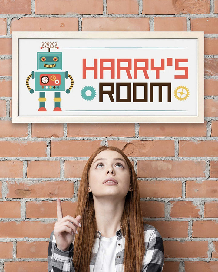 Personalised Robot Wall Art for Kids – Framed Print with Retro Charm Additional 3