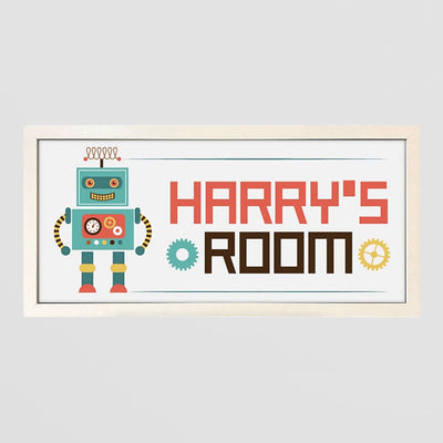 Personalised Robot Wall Art for Kids – Framed Print with Retro Charm