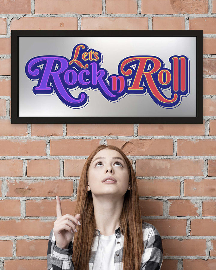 Framed Wall Art Print - Let’s Rock N Roll Neon Guitar Design Additional 3