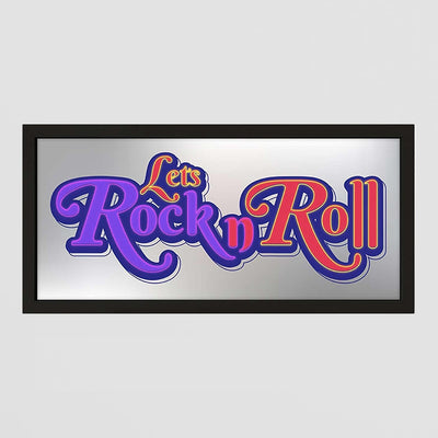 Framed Wall Art Print - Let’s Rock N Roll Neon Guitar Design