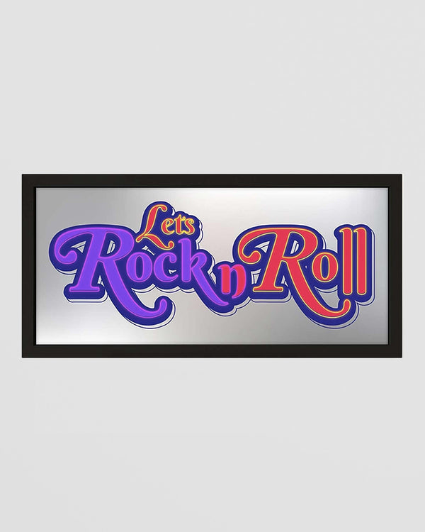 Framed Wall Art Print - Let’s Rock N Roll Neon Guitar Design