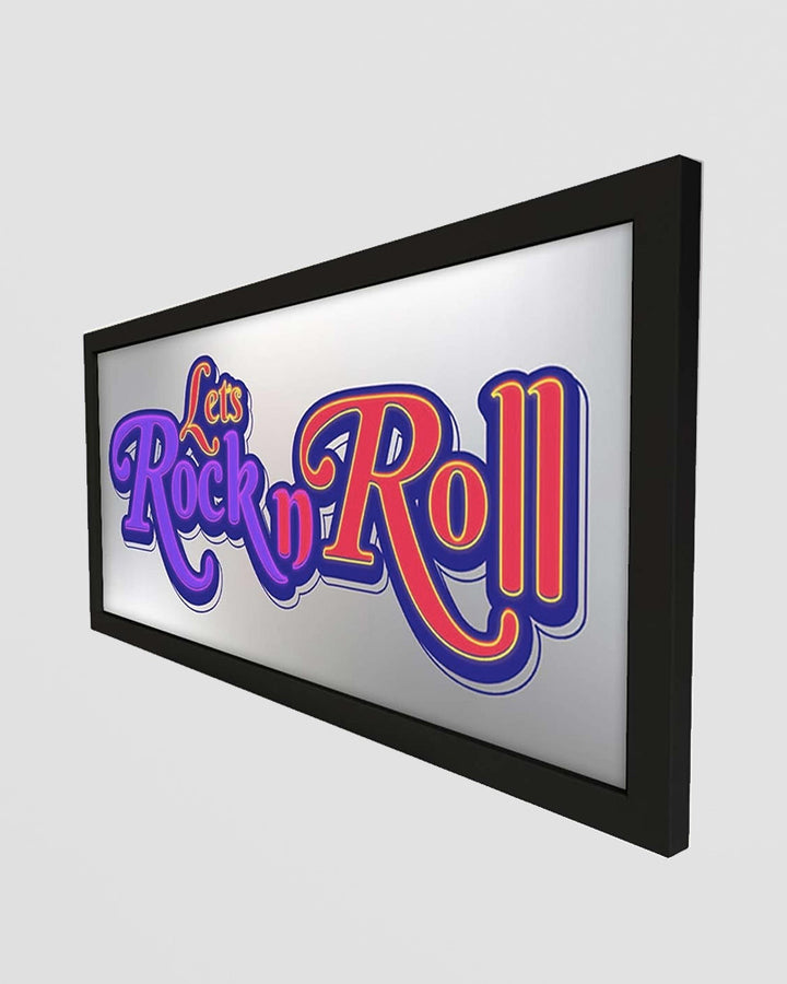 Framed Wall Art Print - Let’s Rock N Roll Neon Guitar Design Additional 2