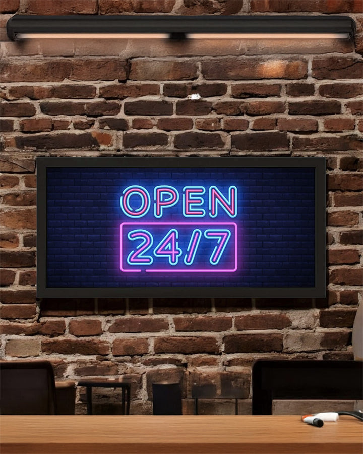 Framed Wall Art Print - Open 247 Neon Sign for Night Owls Additional 4
