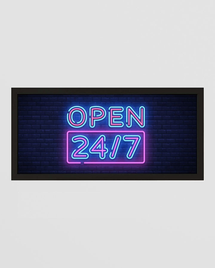 Framed Wall Art Print - Open 247 Neon Sign for Night Owls Additional 1