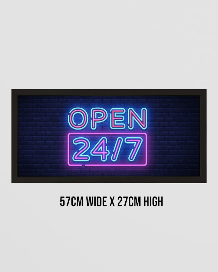 Framed Wall Art Print - Open 247 Neon Sign for Night Owls Additional 5