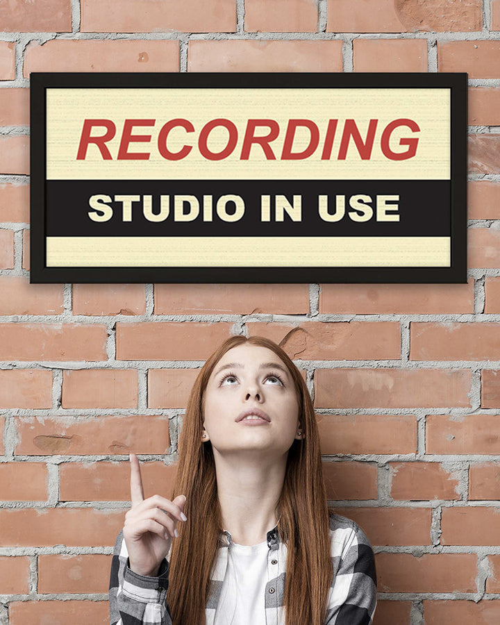 Framed Wall Art Print - Recording Studio In Use Sign for Music Lovers Additional 3
