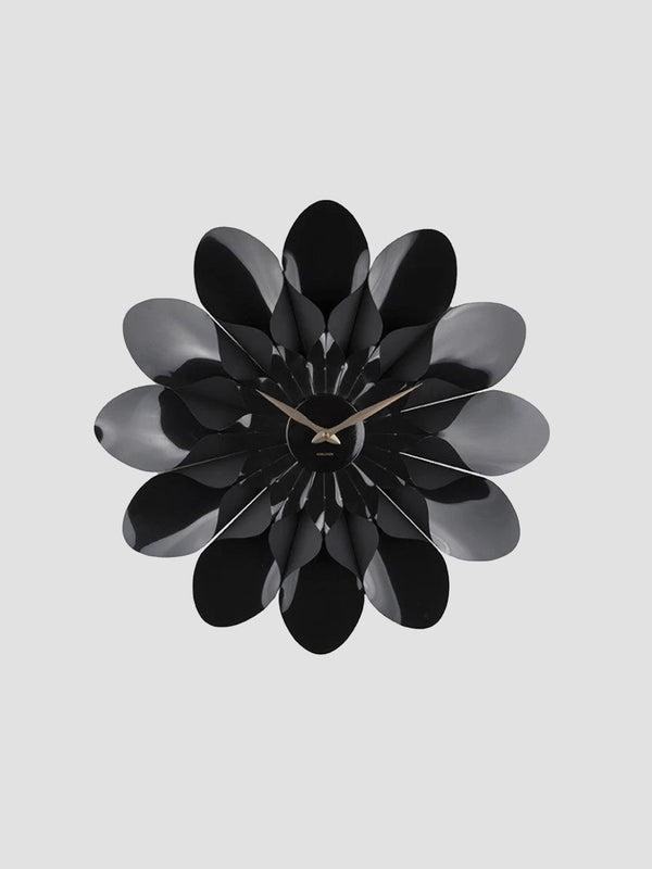 Wall Clock Flower - Black