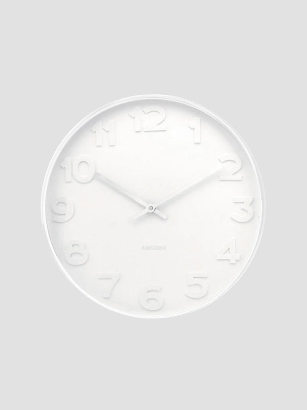 Wall Clock Mr. White Numbers - White