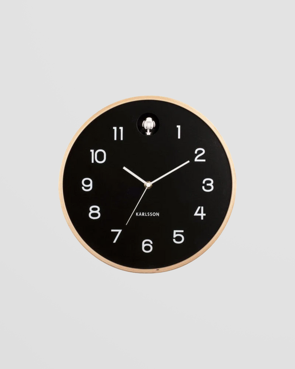 Wall Clock Natural Cuckoo - Black