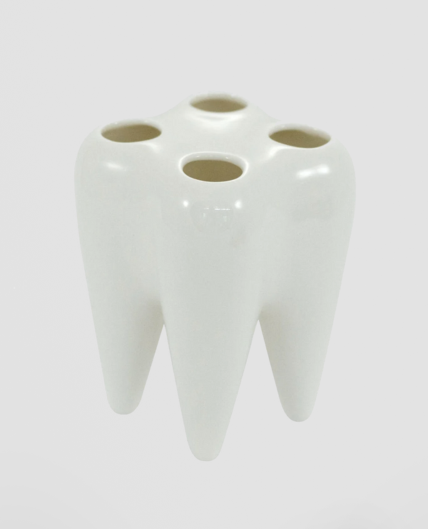 White Tooth Toothbrush Holder