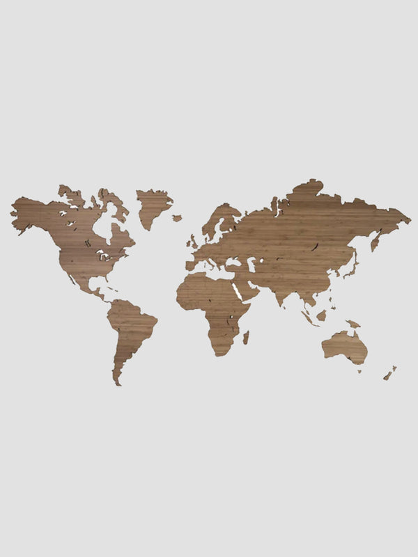 Wooden World Map Wall Art - Bamboo
