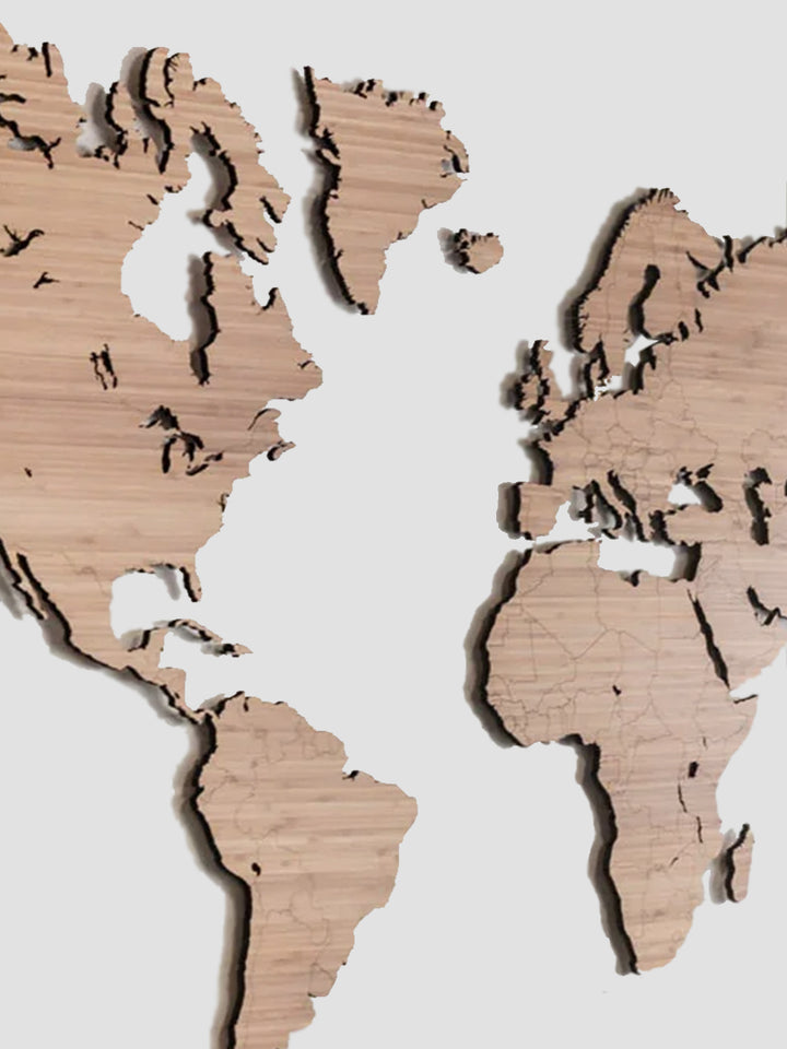 Wooden World Map Wall Art - Bamboo Additional 2