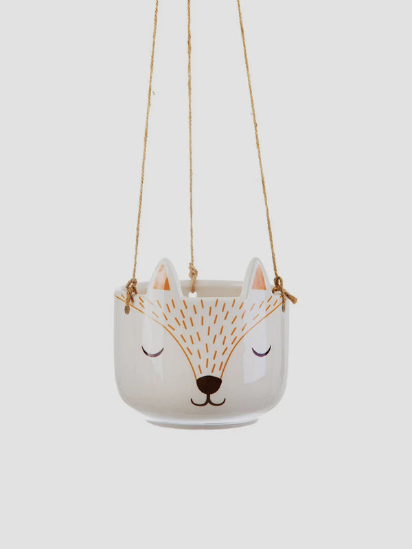 Woodland Fox Hanging Planter. A Sleepy Forest Friend for Your Plants