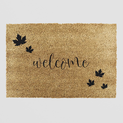 Welcome Autumn Leaf Doormat, Coir Mat with Seasonal Leaf Design