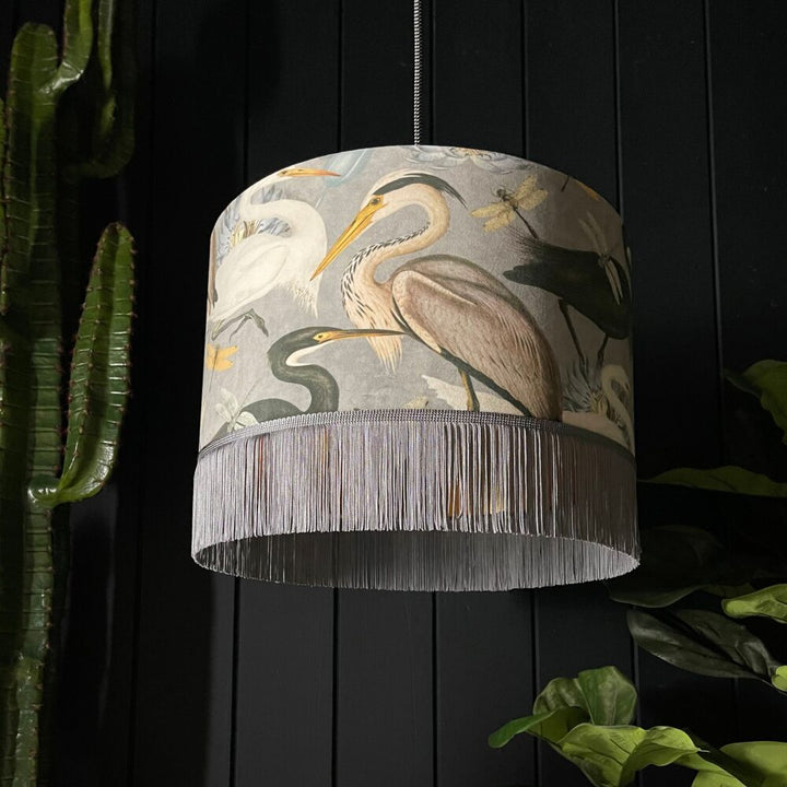 Bird Song Lampshade - Grey and Gold Additional 1
