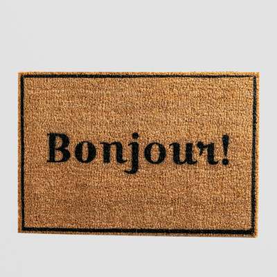 Bonjour Doormat With Border - French Flair for Your Front Step