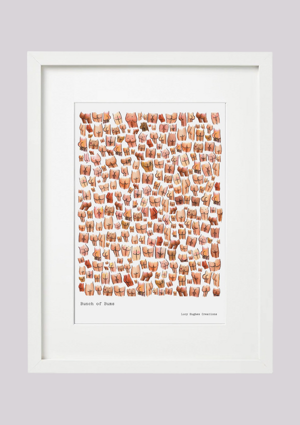 Funny Tea Towel - Bunch of Bums Design in Cotton