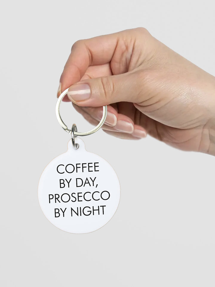 Keyring - Coffee by Day, Prosecco by Night Acrylic Tag Additional 3