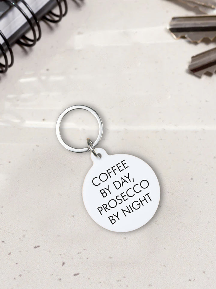 Keyring - Coffee by Day, Prosecco by Night Acrylic Tag Additional 2