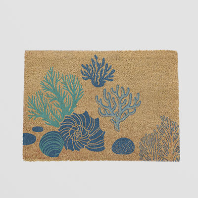 Coral and Shells Doormat - Coastal Chic for Your Doorstep