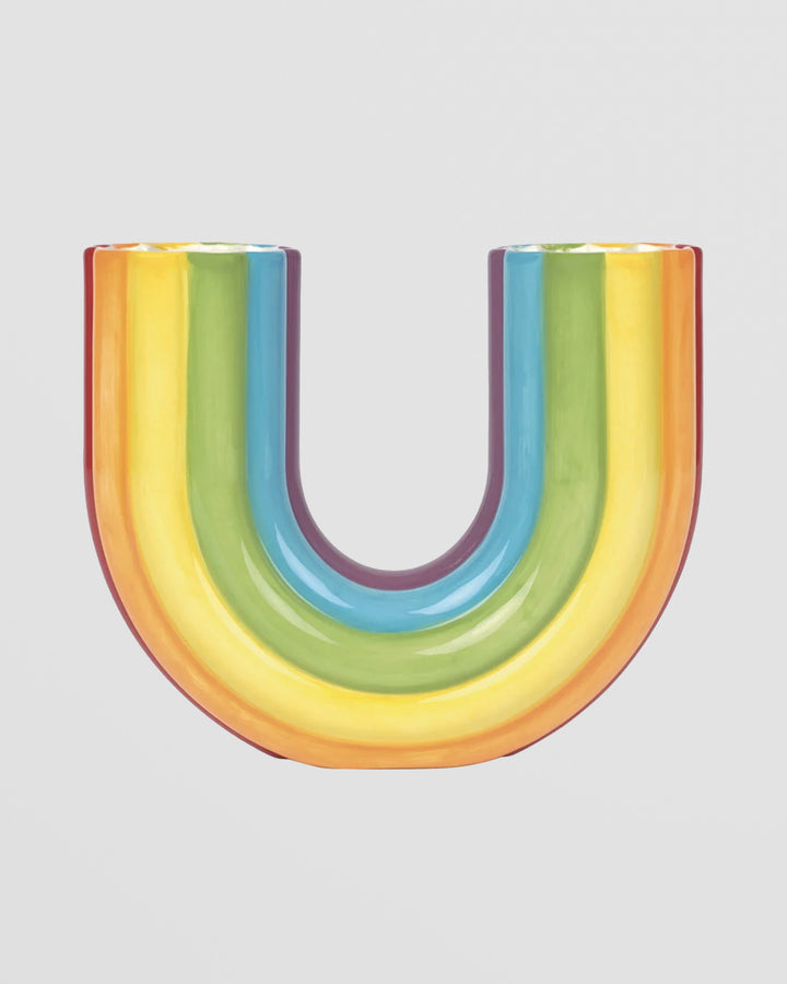 Rainbow Ceramic Vase. Double-Sided Flower Holder with Bold Colours Additional 2