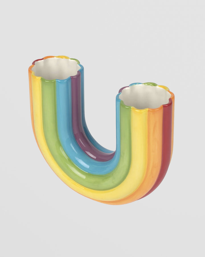 Rainbow Ceramic Vase. Double-Sided Flower Holder with Bold Colours Additional 4