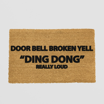 Yell Ding Dong Doormat. A Loud Hello for Quiet Streets