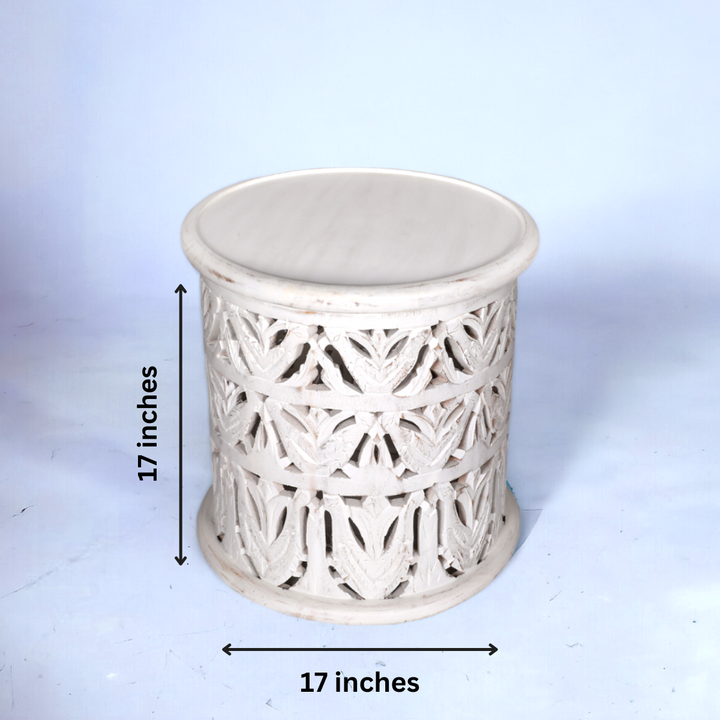 Perth Mango Wood Side Table - White Additional 4
