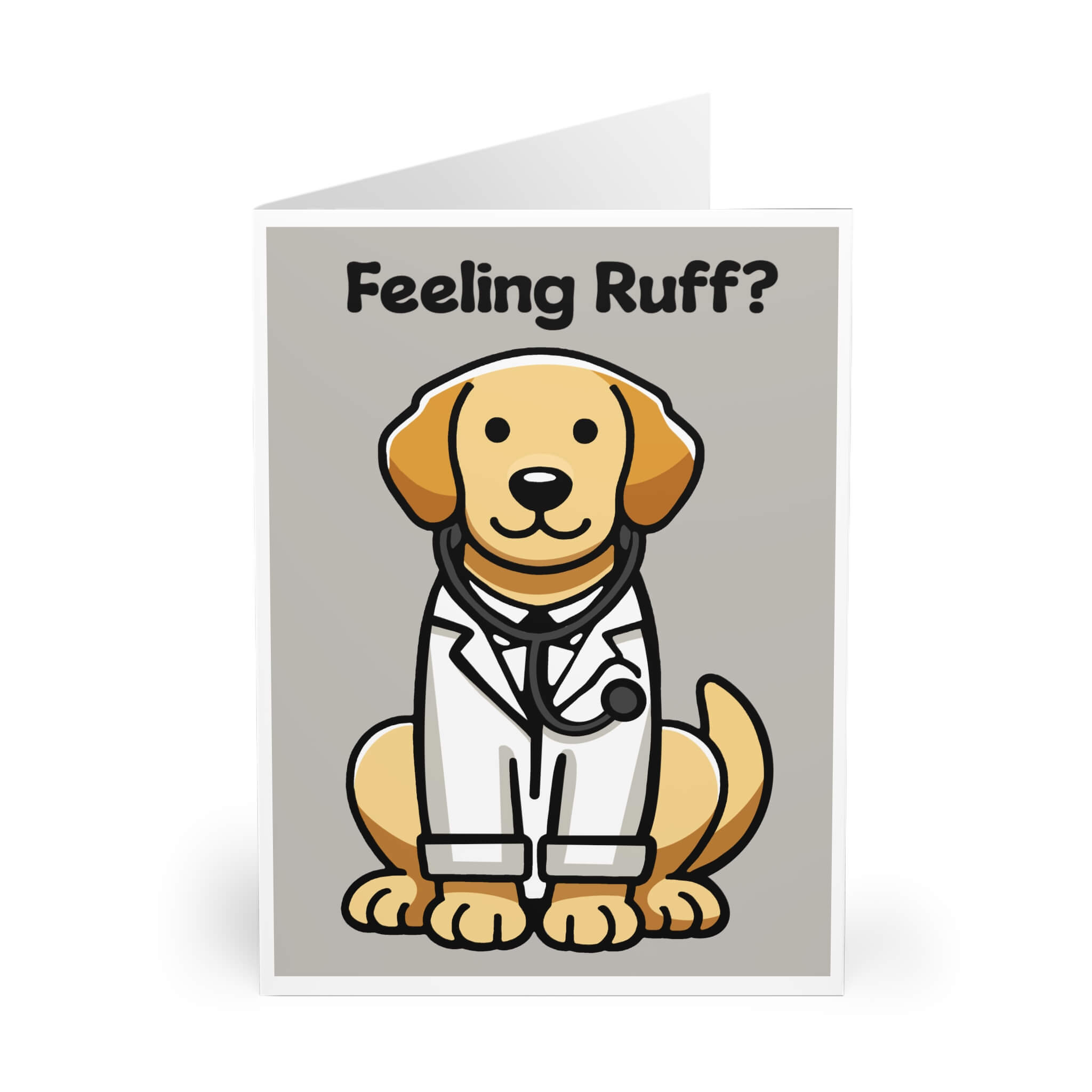 Cute Ruff Ruff Word “Feeling Ruff?” Card – Cute Funny Get Well Soon Dog Card – Red Candy