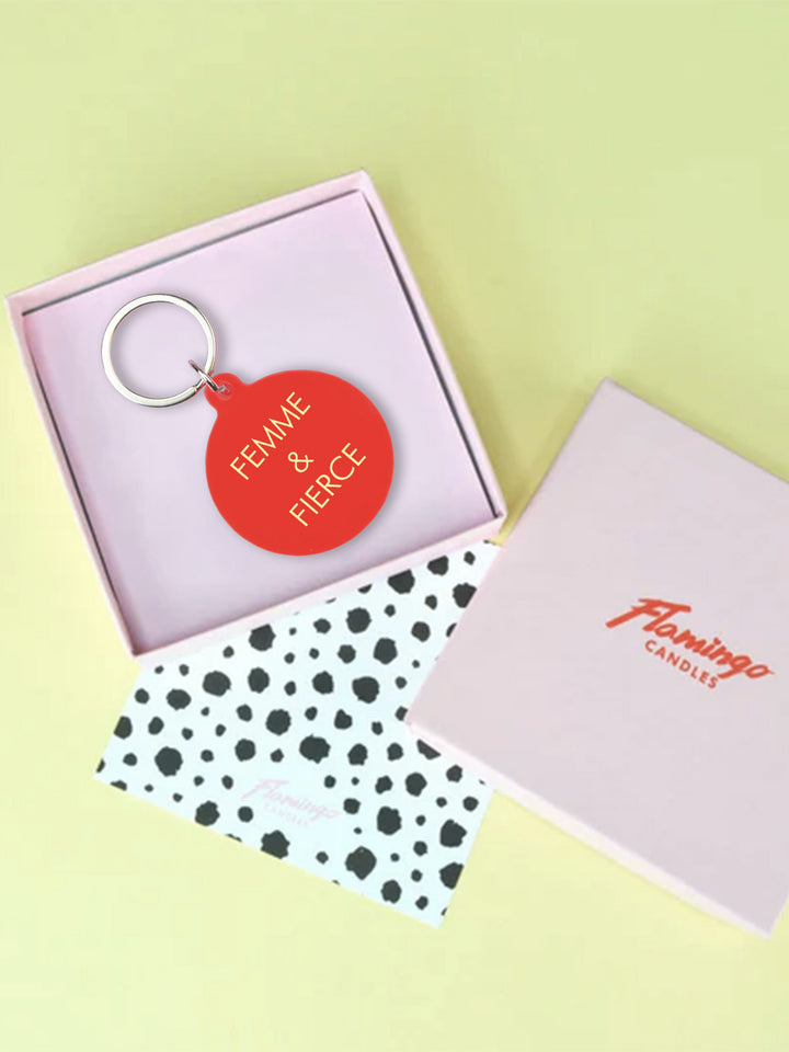 Femme & Fierce Keytag - Bold Red Acrylic with Gold Engraving Additional 4