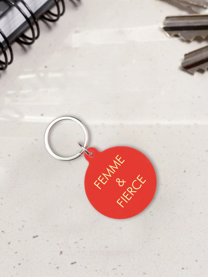 Femme & Fierce Keytag - Bold Red Acrylic with Gold Engraving Additional 2