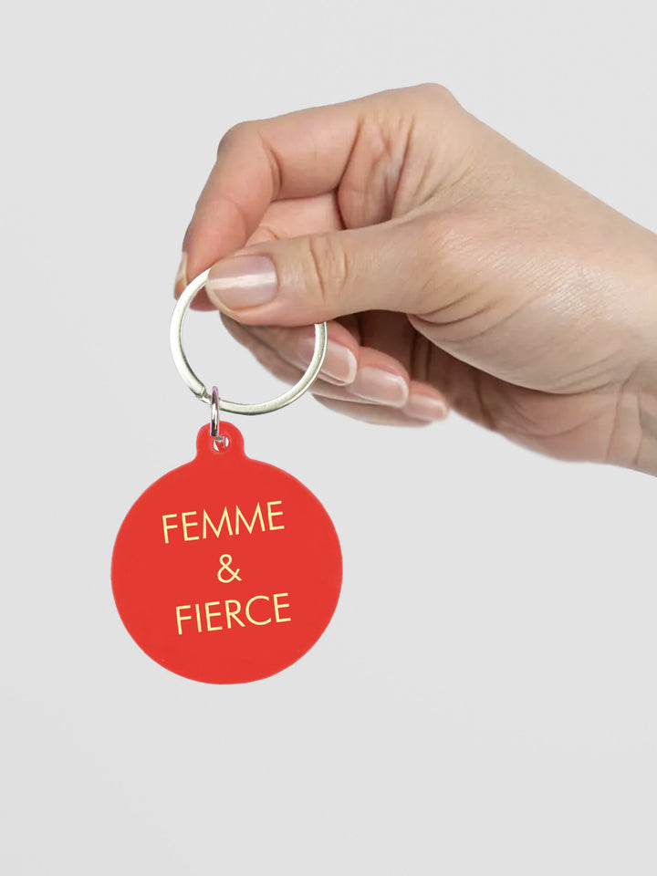 Femme & Fierce Keytag - Bold Red Acrylic with Gold Engraving Additional 3