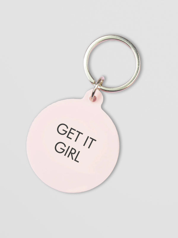 Acrylic Keytag - Get It Girl in Pastel Pink
