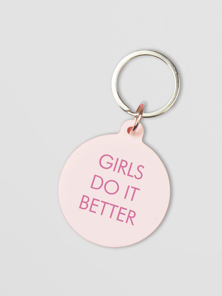 Girls Do It Better Keytag in Pink Acrylic with Bold Engraving Additional 1