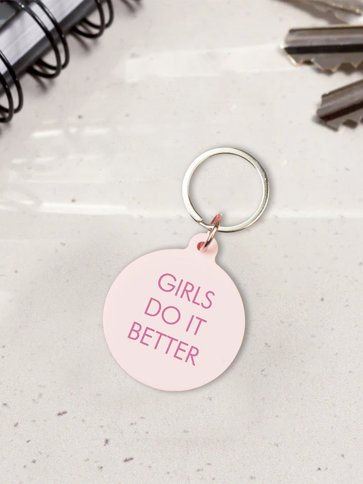 Girls Do It Better Keytag in Pink Acrylic with Bold Engraving Additional 2