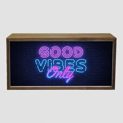 Good Vibes Only Light Box - Neon-Style Pink LED Sign for Home