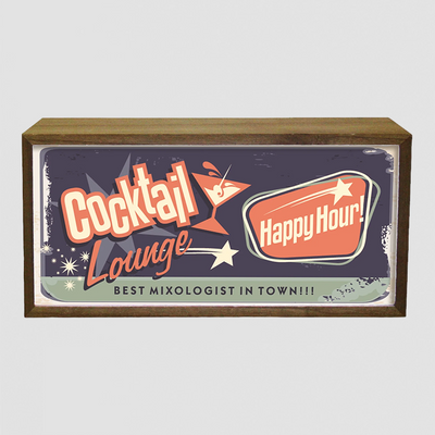 LED Light Box Cocktail Bar Sign, USB or Battery Powered