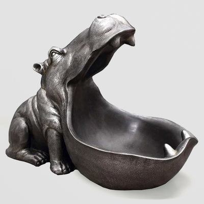 Hungry Hippo Desk Tidy. Grey Polyresin Storage with Bite